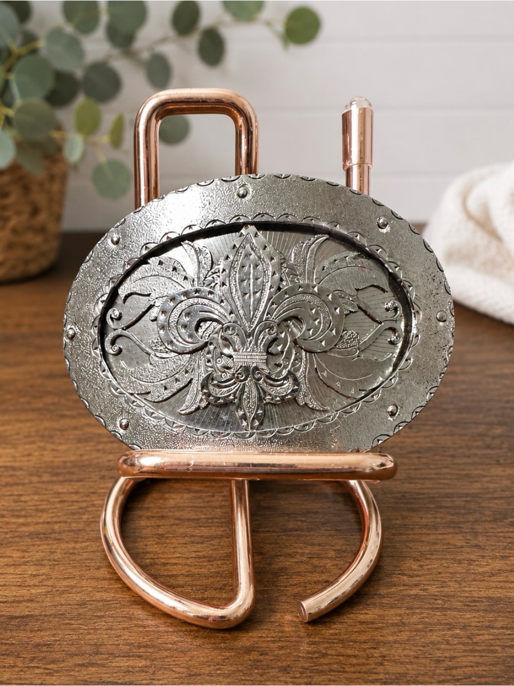 Stainless steel Silver Oval belt buckle